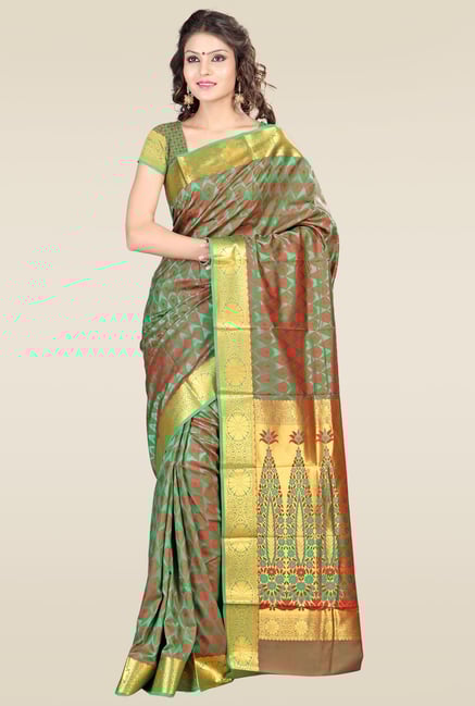Janasya Green Kanjivaram Saree Janasya Green Kanjivaram Saree