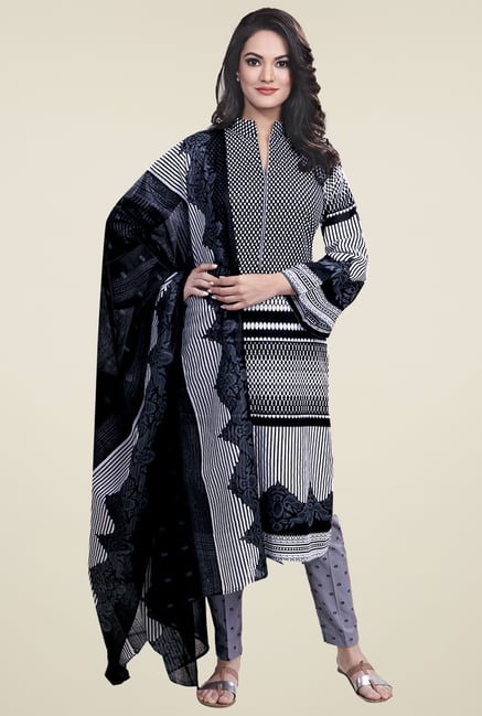 Ishin Black Printed Unstitched Dress Material Ishin Black Printed Unstitched Dress Material
