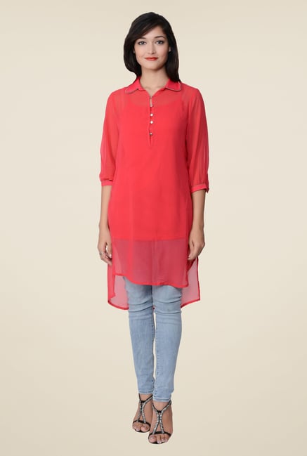 Juniper Coral Solid Kurti Juniper Coral Solid Kurti