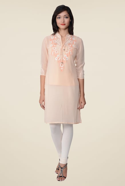 Juniper Peach Embroidered Kurti Juniper Peach Embroidered Kurti