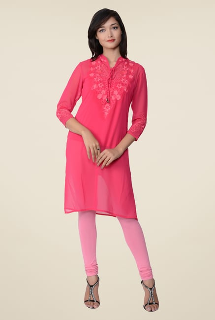 Juniper Pink Embroidered Kurti Juniper Pink Embroidered Kurti
