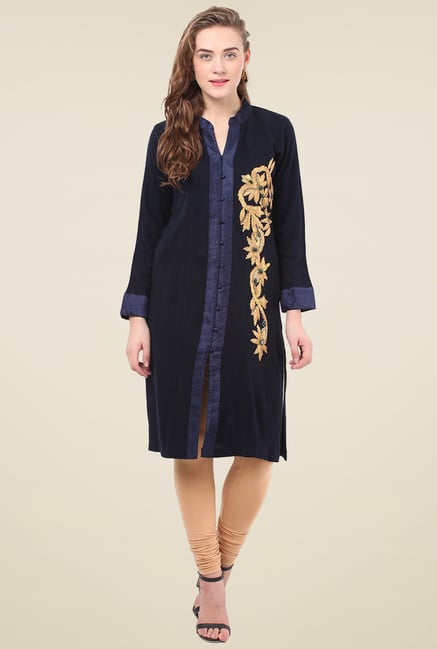Duke Navy Mandarin Collar Kurti Duke Navy Mandarin Collar Kurti
