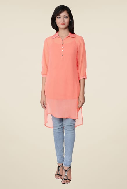 Juniper Peach Solid Kurti Juniper Peach Solid Kurti