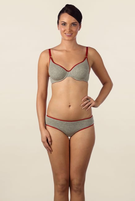 Triumph Grey & Maroon Padded Bra Triumph Grey & Maroon Padded Bra