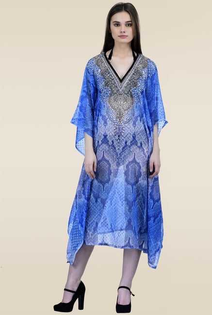 Ahalyaa Blue Printed Kaftan Ahalyaa Blue Printed Kaftan