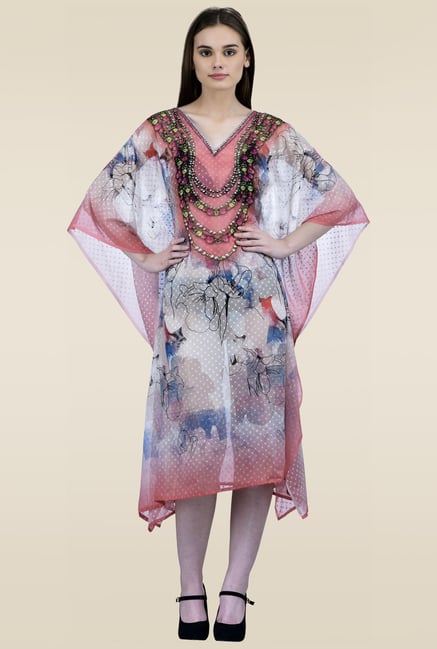 Ahalyaa Multicolor 3/4th Sleeves Kaftan Ahalyaa Multicolor 3/4th Sleeves Kaftan