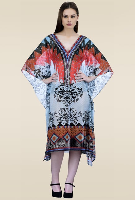 Ahalyaa Multicolor V-Neck Kaftan Ahalyaa Multicolor V-Neck Kaftan