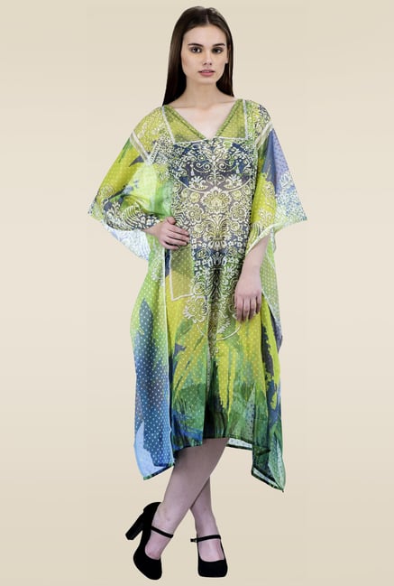 Ahalyaa Green 3/4th Sleeves Kaftan Ahalyaa Green 3/4th Sleeves Kaftan