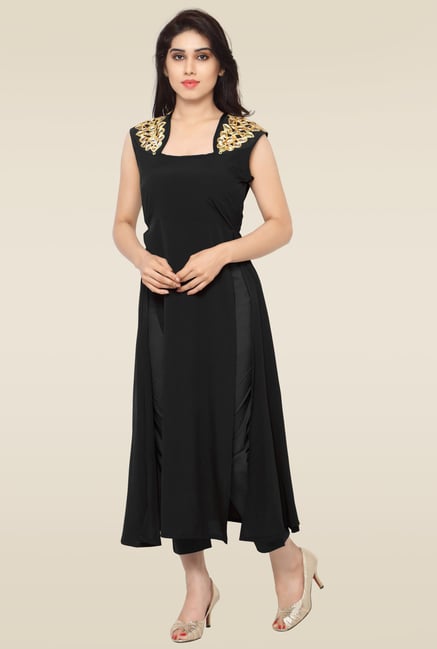 Ahalyaa Black Sleeveless Kurti Ahalyaa Black Sleeveless Kurti