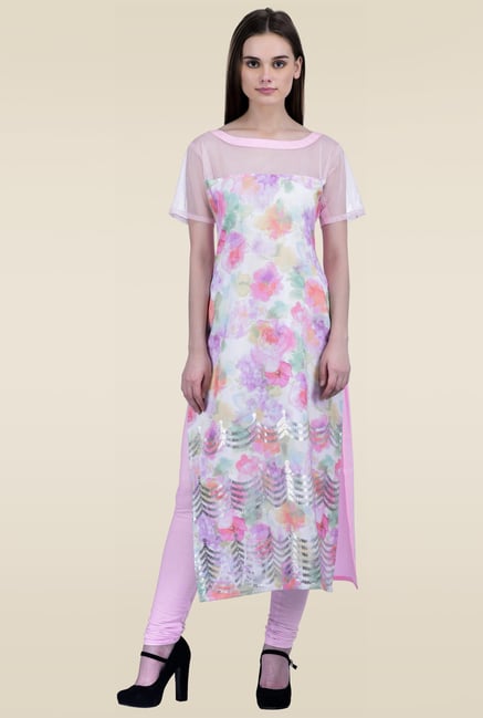 Ahalyaa Light Pink Short Sleeves Kurti Ahalyaa Light Pink Short Sleeves Kurti