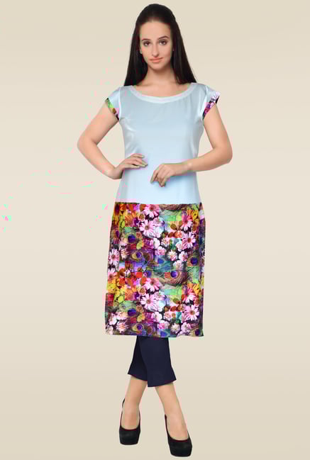 Ahalyaa Multicolor Cap Sleeves Kurti Ahalyaa Multicolor Cap Sleeves Kurti