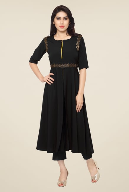 Ahalyaa Black Embroidered Kurta Ahalyaa Black Embroidered Kurta