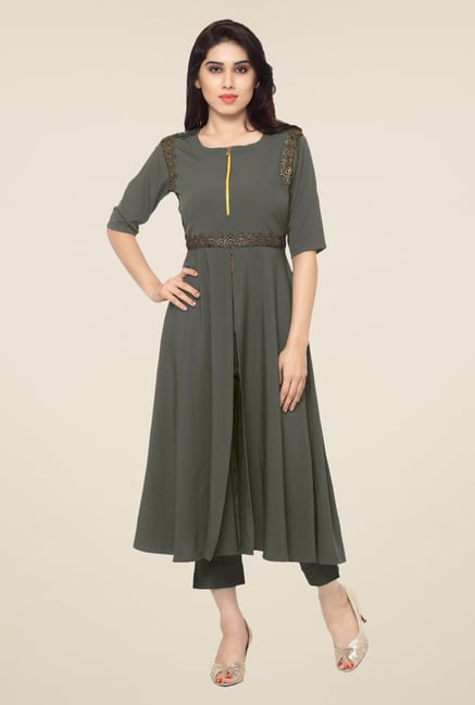 Ahalyaa Grey Embroidered Kurta Ahalyaa Grey Embroidered Kurta
