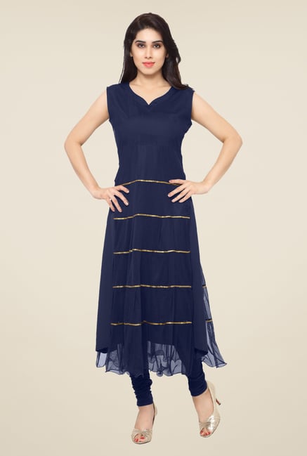 Ahalyaa Navy Solid Kurta Ahalyaa Navy Solid Kurta