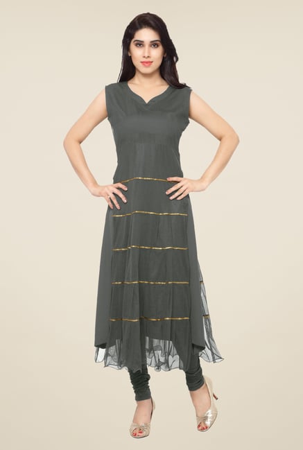 Ahalyaa Grey Solid Kurta Ahalyaa Grey Solid Kurta
