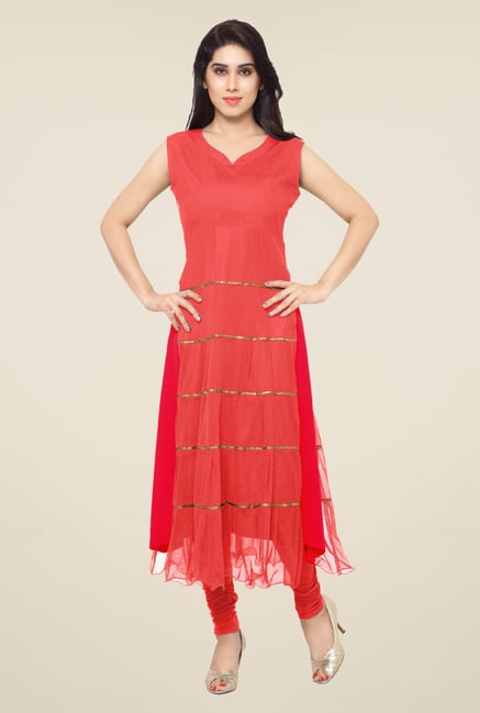 Ahalyaa Red Solid Kurta Ahalyaa Red Solid Kurta