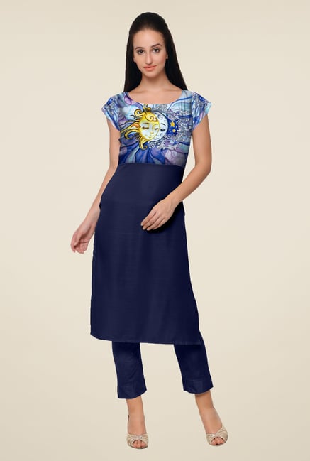 Ahalyaa Navy Printed Kurta Ahalyaa Navy Printed Kurta