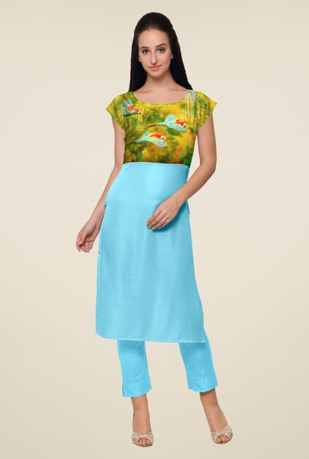 Ahalyaa Sky Blue Printed Kurta Ahalyaa Sky Blue Printed Kurta