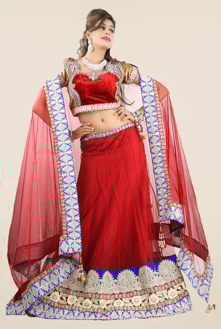 Triveni Red Embellished Lehenga Choli Triveni Red Embellished Lehenga Choli