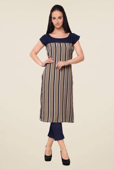 Ahalyaa Brown Striped Kurta Ahalyaa Brown Striped Kurta