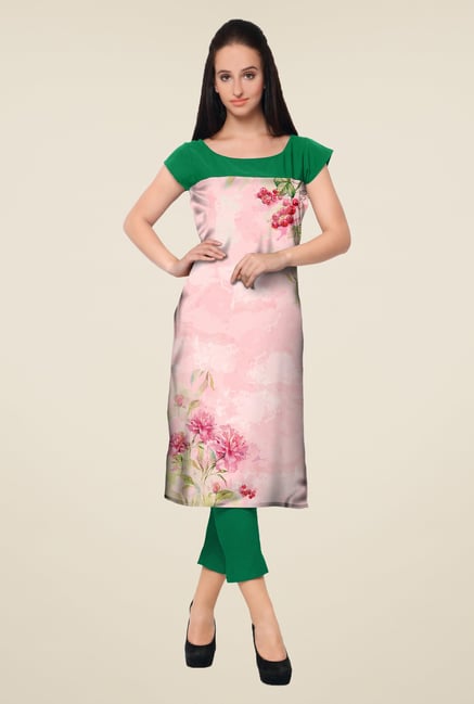 Ahalyaa Pink & Green Printed Kurta Ahalyaa Pink & Green Printed Kurta