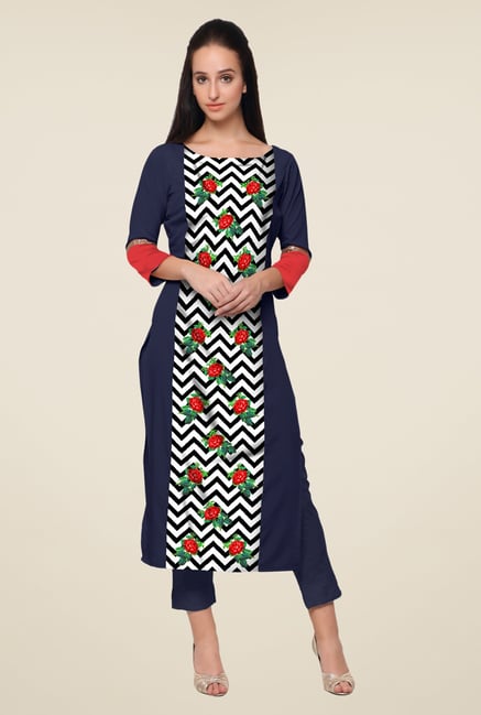 Ahalyaa Navy Printed Kurta Ahalyaa Navy Printed Kurta