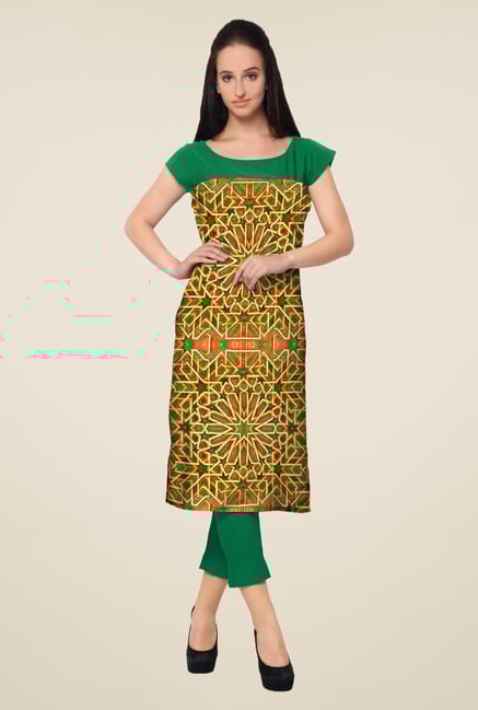 Ahalyaa Green Printed Kurta Ahalyaa Green Printed Kurta