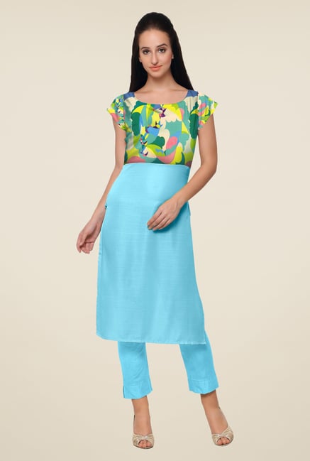 Ahalyaa Sky Blue Printed Kurta Ahalyaa Sky Blue Printed Kurta