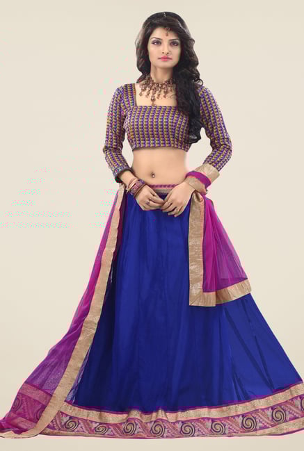 Triveni Blue & Purple Printed Lehenga Choli Triveni Blue & Purple Printed Lehenga Choli