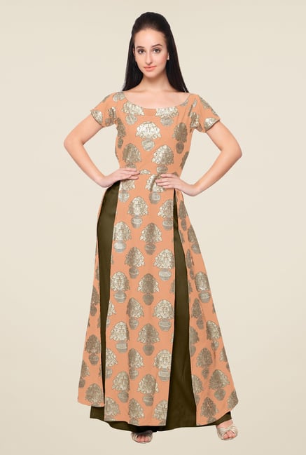 Ahalyaa Peach Printed Kurta Ahalyaa Peach Printed Kurta