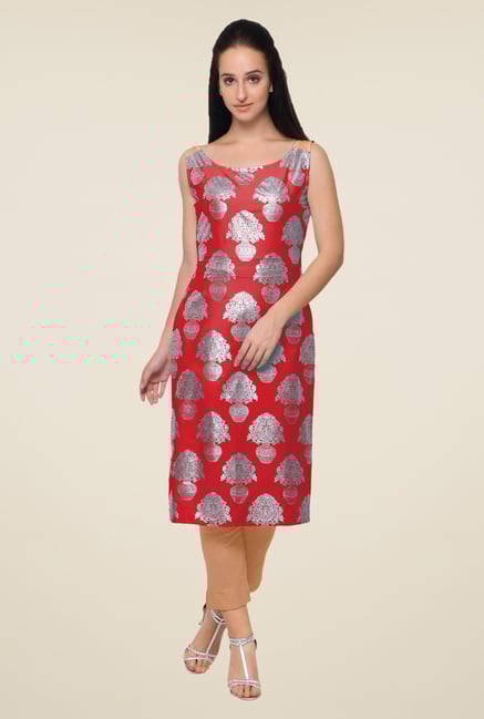 Ahalyaa Red Printed Kurta Ahalyaa Red Printed Kurta