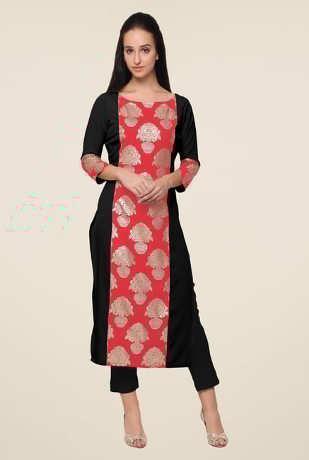 Ahalyaa Red & Black Printed Kurta Ahalyaa Red & Black Printed Kurta