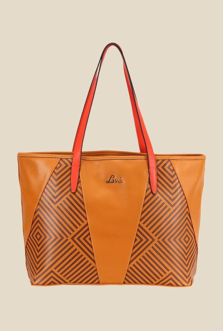 Lavie Football Tan Printed Tote Bag Lavie Football Tan Printed Tote Bag