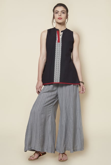 Zudio Black Printed Palazzos Zudio Black Printed Palazzos