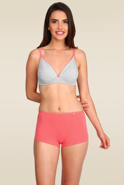 Jockey Light Grey Melange & Peach Blossom Fashion Fit Bra - 3101 Jockey Light Grey Melange & Peach Blossom Fashion Fit Bra - 3101