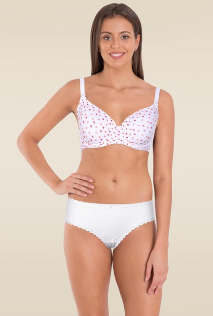 Jockey White & Ruby Print T-Shirt Bra - 1245 Jockey White & Ruby Print T-Shirt Bra - 1245
