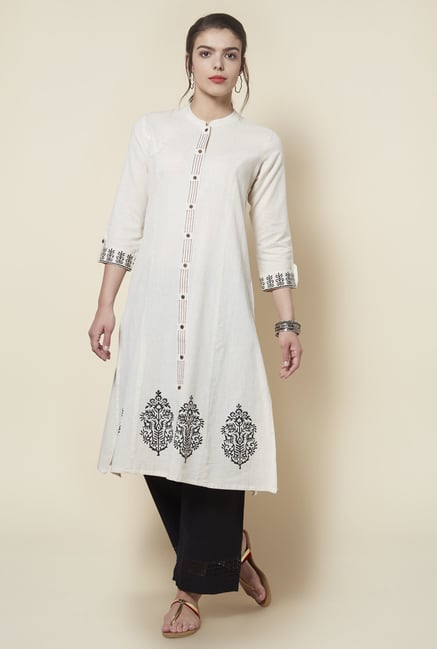 Zudio Off White Printed Kurta Zudio Off White Printed Kurta