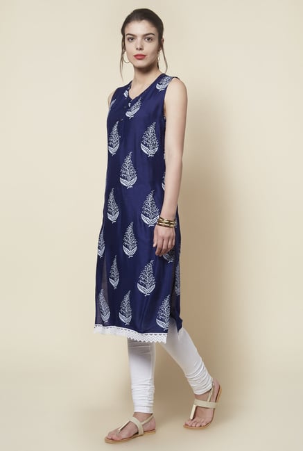 Zudio Navy Printed Kurta Zudio Navy Printed Kurta
