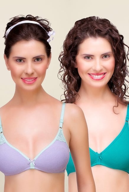Inner Sense Purple & Teal Non Padded Bra (Pack of 2) Inner Sense Purple & Teal Non Padded Bra (Pack of 2)
