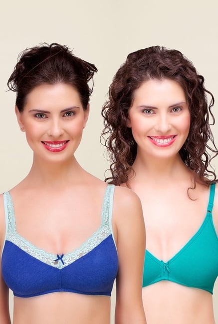 Inner Sense Blue & Teal Non Padded Bra (Pack of 2) Inner Sense Blue & Teal Non Padded Bra (Pack of 2)
