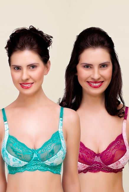 Inner Sense Teal & Magenta Non Padded Bra (Pack of 2) Inner Sense Teal & Magenta Non Padded Bra (Pack of 2)