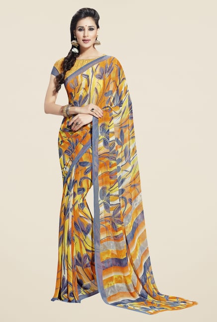 Triveni Yellow Printed Faux Georgette Saree Triveni Yellow Printed Faux Georgette Saree