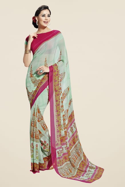 Triveni Green Printed Faux Georgette Saree Triveni Green Printed Faux Georgette Saree