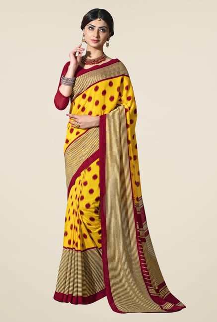 Triveni Yellow Printed Silk Saree Triveni Yellow Printed Silk Saree