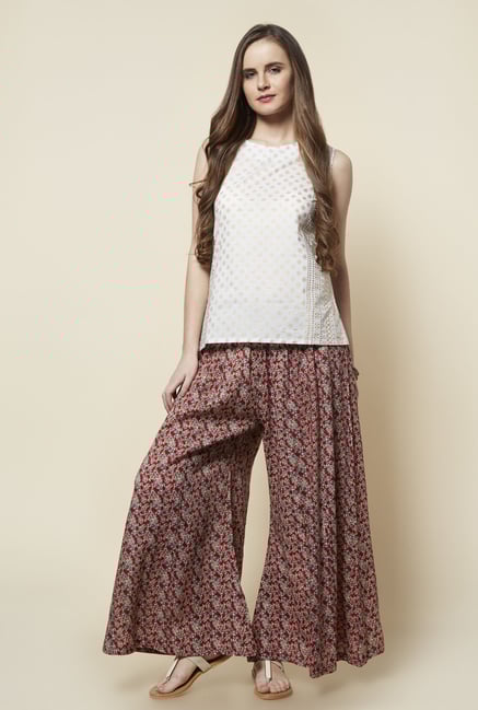 Zudio Maroon Floral Print Palazzos Zudio Maroon Floral Print Palazzos
