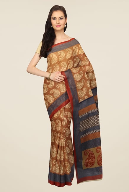 Pavecha's Mustard Paisley Print Polyester Mangalagiri Saree Pavecha's Mustard Paisley Print Polyester Mangalagiri Saree