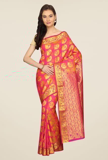 Pavecha's Pink Printed Silk Kanjivaram Saree Pavecha's Pink Printed Silk Kanjivaram Saree