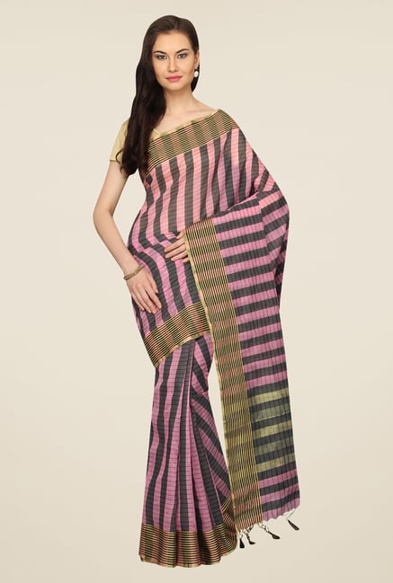 Pavecha's Pink & Grey Checks Cotton Polyblend Banarasi Saree Pavecha's Pink & Grey Checks Cotton Polyblend Banarasi Saree