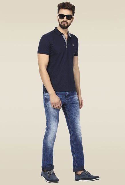 Mufti Dark Blue Straight Fit Acid Washed Jeans Mufti Dark Blue Straight Fit Acid Washed Jeans