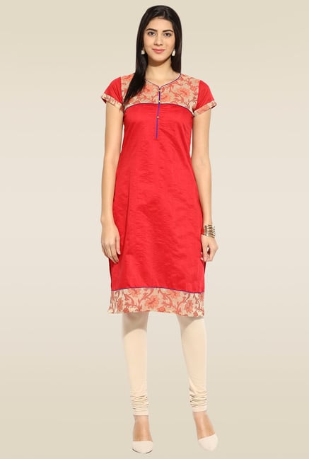 Mytri Red Regular Fit Kurta Mytri Red Regular Fit Kurta
